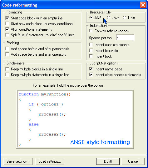 source code formatter / beautifier